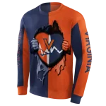 virginia cavaliers heartbeat graphic blue hoodie best selling