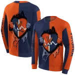 virginia cavaliers heartbeat graphic blue hoodie best selling