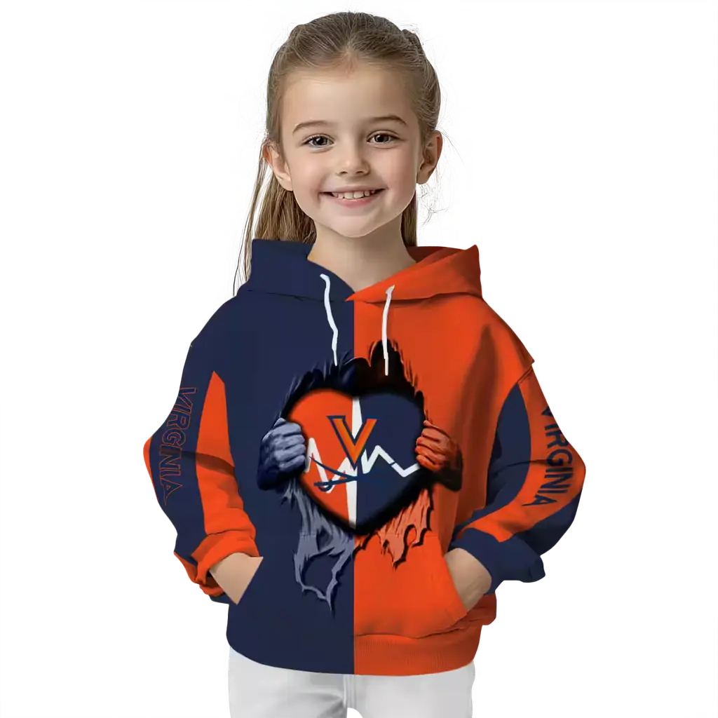 virginia cavaliers heartbeat graphic blue hoodie top rated virginia cavaliers heartbeat graphic blue hoodie top rated