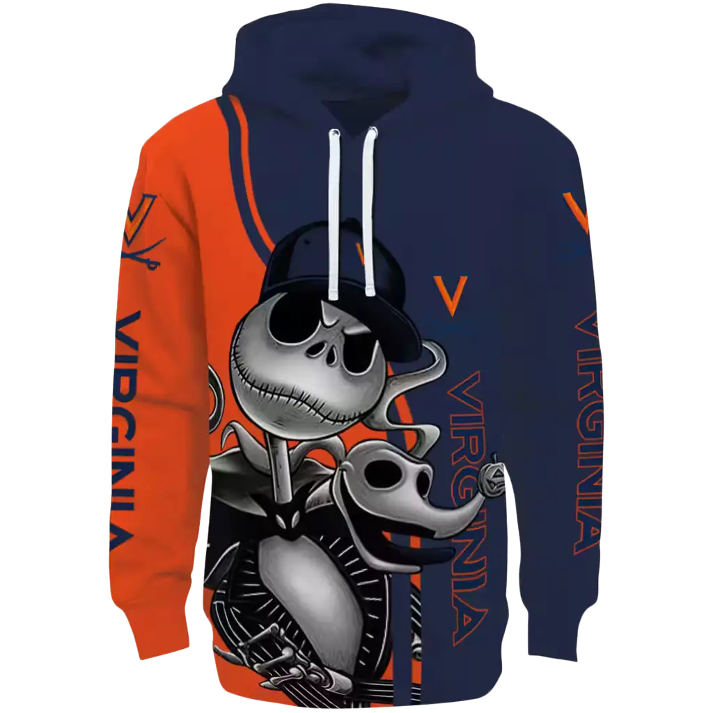 virginia cavaliers jack skellington blue hoodie best selling virginia cavaliers jack skellington blue hoodie best selling