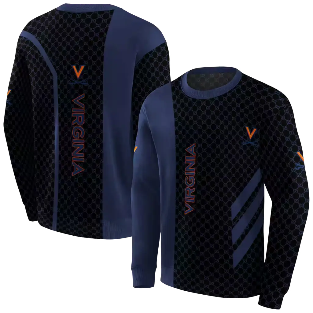 virginia cavaliers monogram pattern blue hoodie premium grade virginia cavaliers monogram pattern blue hoodie premium grade