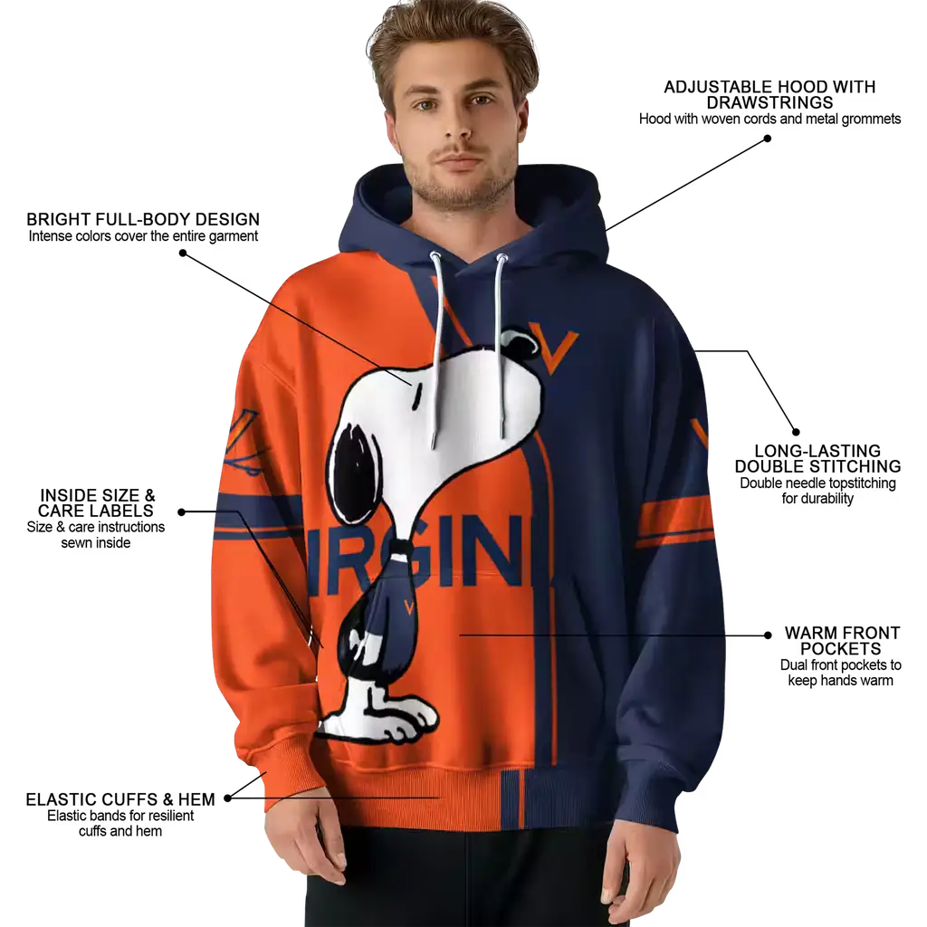 virginia cavaliers playful snoopy blue hoodie latest model virginia cavaliers playful snoopy blue hoodie latest model