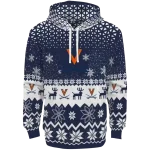 virginia cavaliers reindeer motif blue hoodie best selling