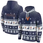 virginia cavaliers reindeer motif blue hoodie best selling
