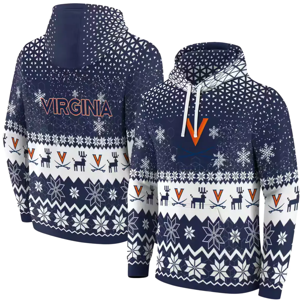 virginia cavaliers reindeer motif blue hoodie fashion forward virginia cavaliers reindeer motif blue hoodie fashion forward