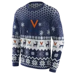 virginia cavaliers reindeer motif blue hoodie best selling