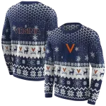 virginia cavaliers reindeer motif blue hoodie best selling