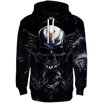virginia cavaliers skull artwork blue black hoodie best selling
