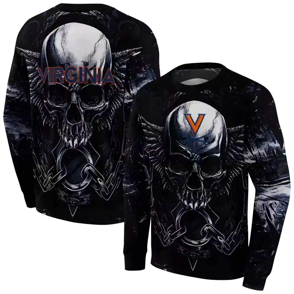 virginia cavaliers skull artwork blue black hoodie premium grade virginia cavaliers skull artwork blue black hoodie premium grade