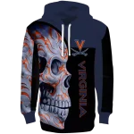 virginia cavaliers skull motif blue black hoodie best selling