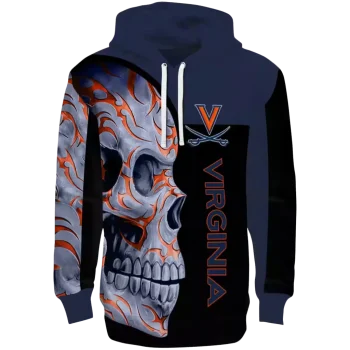 virginia cavaliers skull motif blue black hoodie best selling