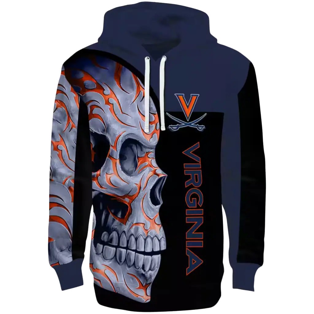 virginia cavaliers skull motif blue black hoodie best selling virginia cavaliers skull motif blue black hoodie best selling