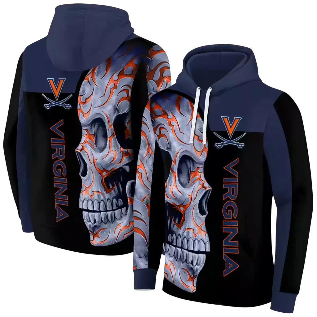 virginia cavaliers skull motif blue black hoodie fashion forward virginia cavaliers skull motif blue black hoodie fashion forward