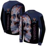 virginia cavaliers skull motif blue black hoodie best selling