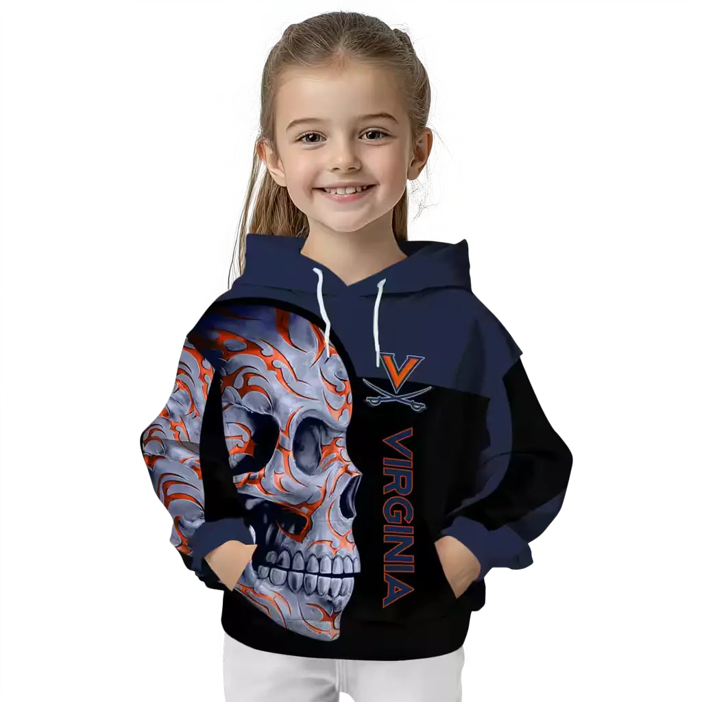virginia cavaliers skull motif blue black hoodie top rated virginia cavaliers skull motif blue black hoodie top rated