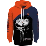 virginia cavaliers skull punisher orange black hoodie best selling