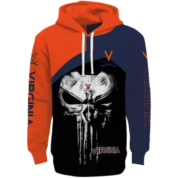 virginia cavaliers skull punisher orange black hoodie best selling