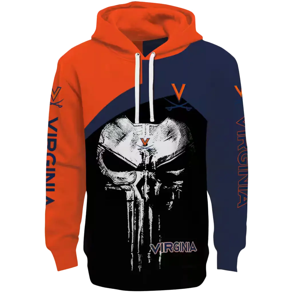 virginia cavaliers skull punisher orange black hoodie best selling virginia cavaliers skull punisher orange black hoodie best selling