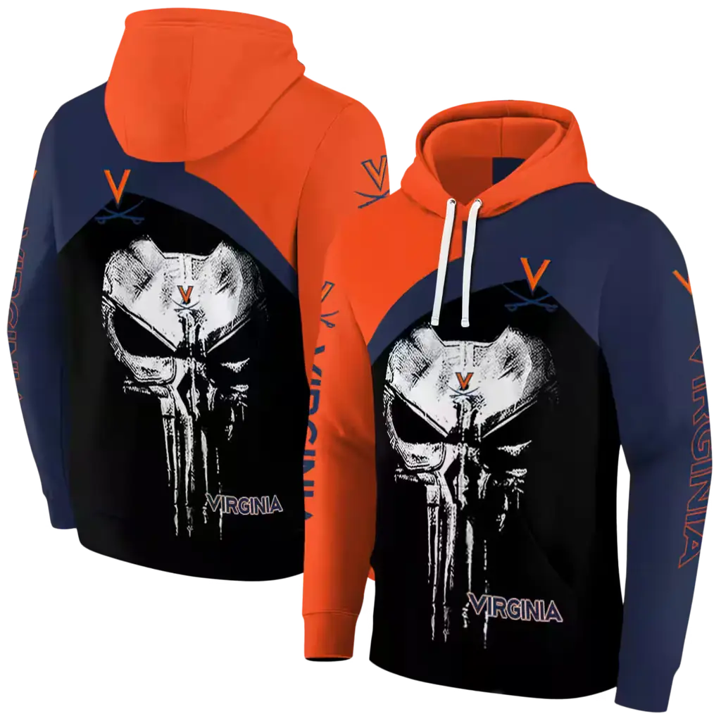 virginia cavaliers skull punisher orange black hoodie fashion forward virginia cavaliers skull punisher orange black hoodie fashion forward