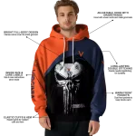 virginia cavaliers skull punisher orange black hoodie best selling