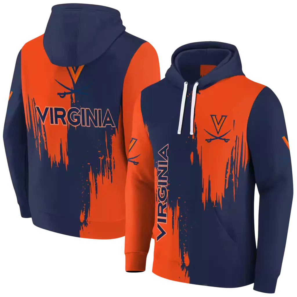 virginia cavaliers splatter effect blue hoodie fashion forward virginia cavaliers splatter effect blue hoodie fashion forward