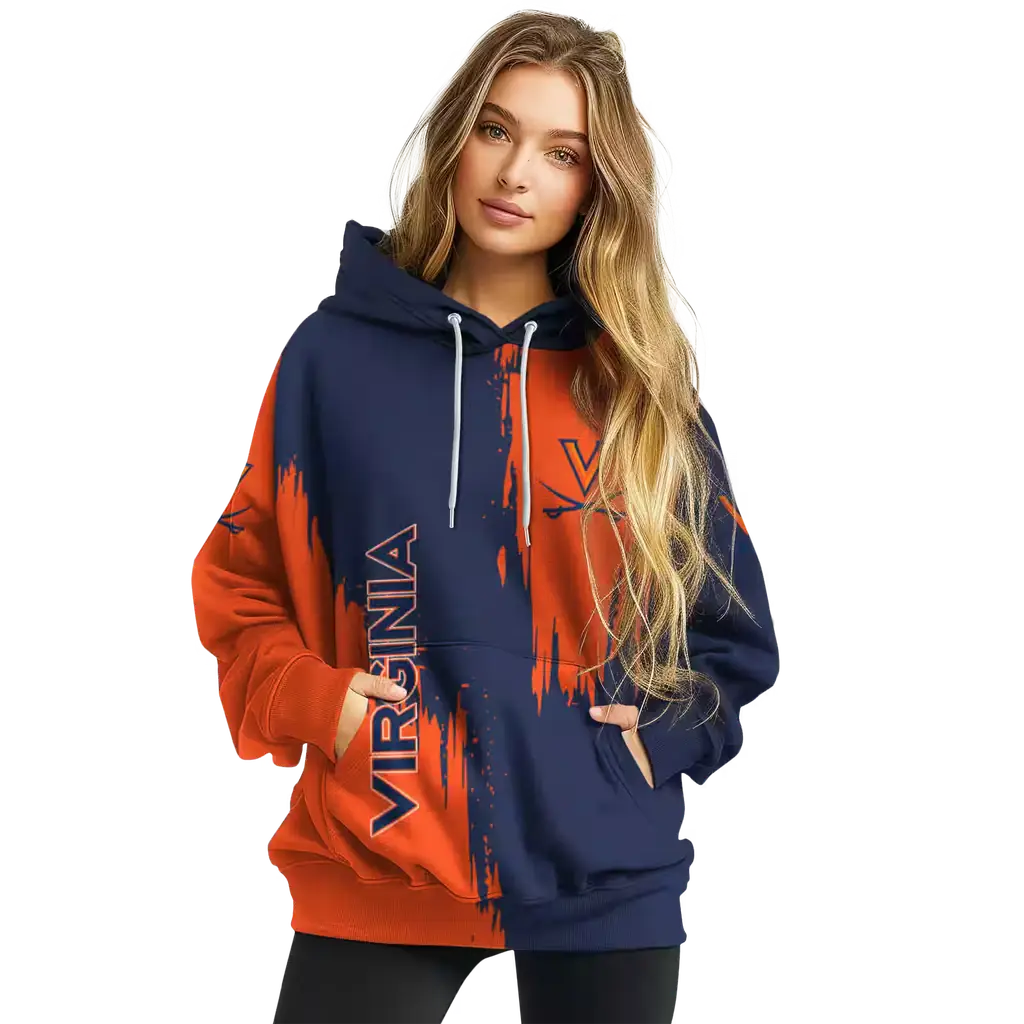 virginia cavaliers splatter effect blue hoodie high quality virginia cavaliers splatter effect blue hoodie high quality
