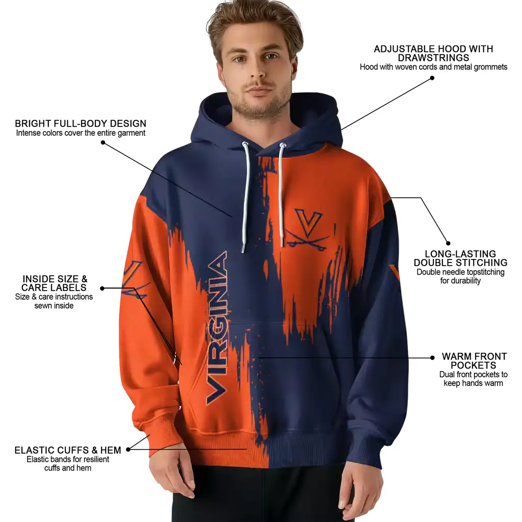 virginia cavaliers splatter effect blue hoodie latest model virginia cavaliers splatter effect blue hoodie latest model