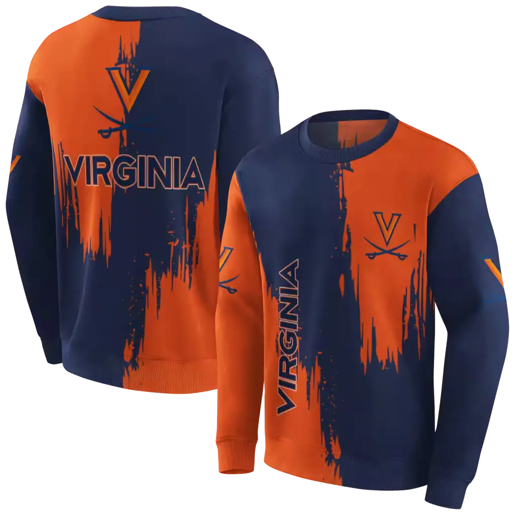 virginia cavaliers splatter effect blue hoodie premium grade virginia cavaliers splatter effect blue hoodie premium grade