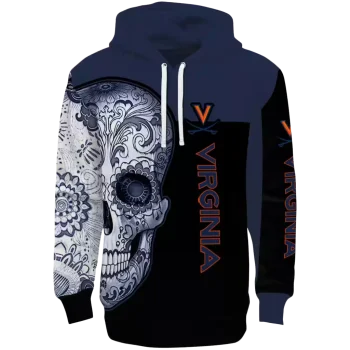 virginia cavaliers sugar skull blue black hoodie best selling