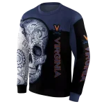 virginia cavaliers sugar skull blue black hoodie best selling