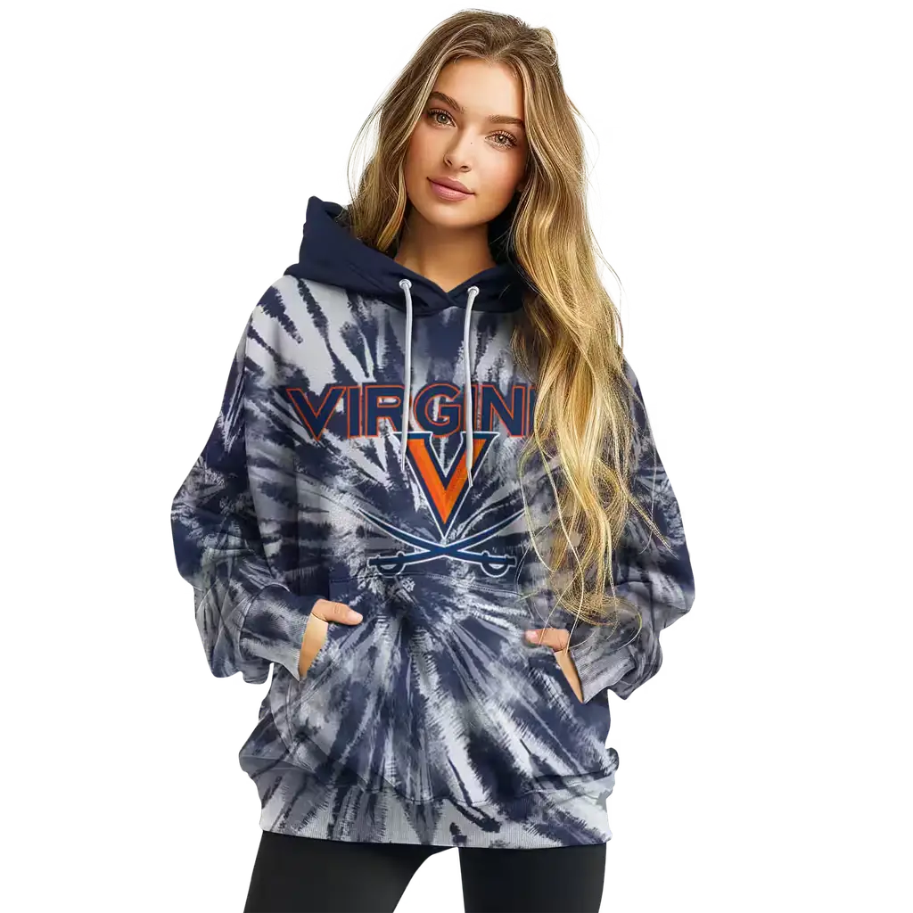 virginia cavaliers tie dye pattern blue hoodie high quality virginia cavaliers tie dye pattern blue hoodie high quality