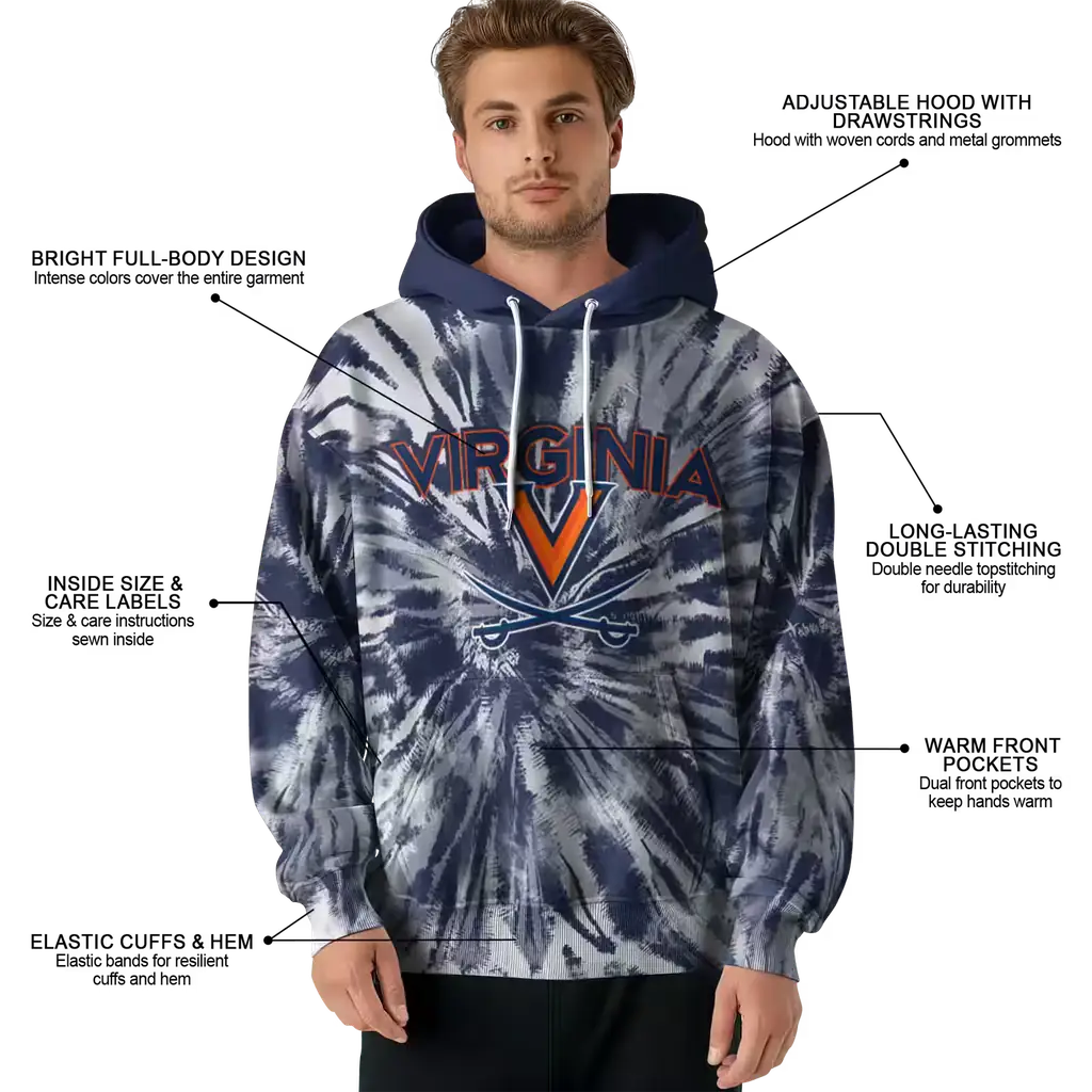 virginia cavaliers tie dye pattern blue hoodie latest model virginia cavaliers tie dye pattern blue hoodie latest model