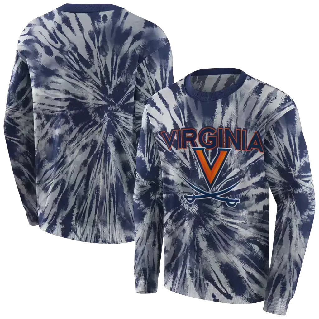 virginia cavaliers tie dye pattern blue hoodie premium grade virginia cavaliers tie dye pattern blue hoodie premium grade