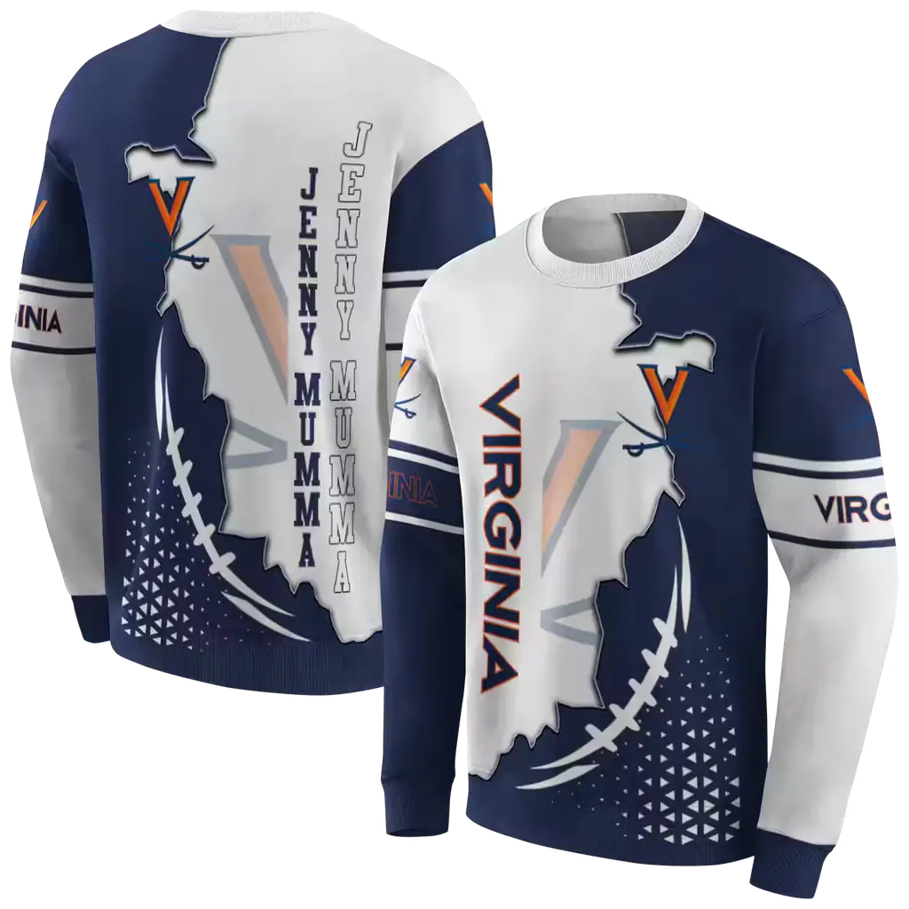 virginia cavaliers triangular pattern blue white hoodie premium grade virginia cavaliers triangular pattern blue white hoodie premium grade