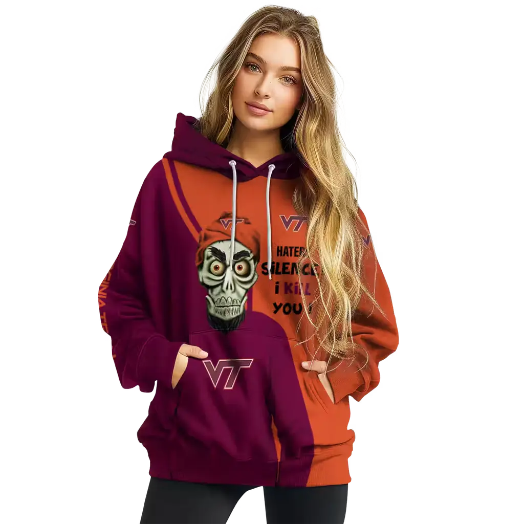virginia tech hokies achmed skull maroon hoodie high quality virginia tech hokies achmed skull maroon hoodie high quality