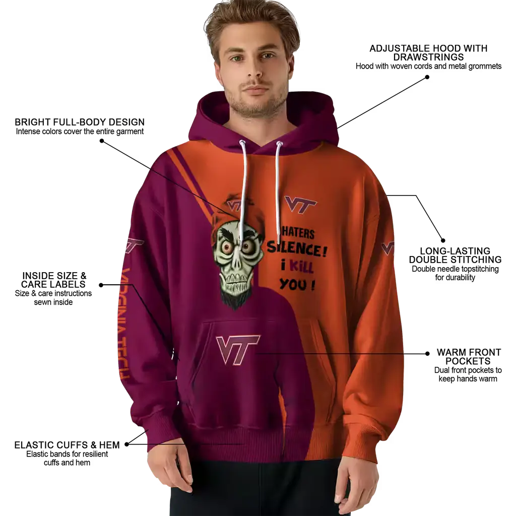 virginia tech hokies achmed skull maroon hoodie latest model virginia tech hokies achmed skull maroon hoodie latest model