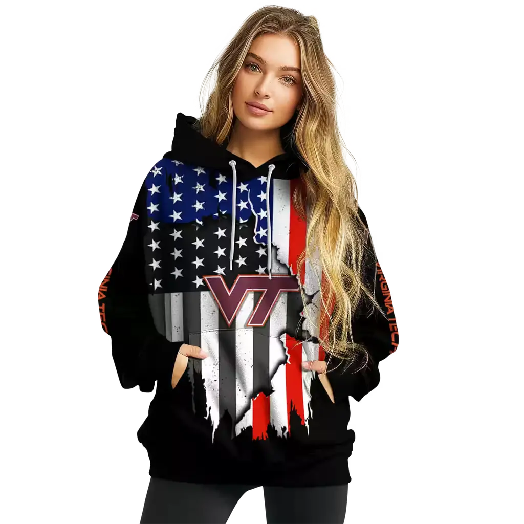 virginia tech hokies american pride black hoodie high quality virginia tech hokies american pride black hoodie high quality