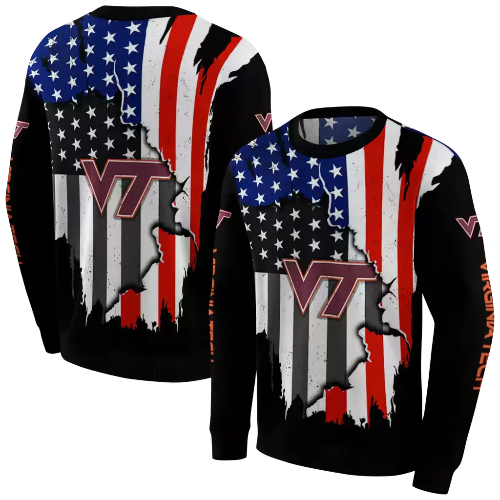 virginia tech hokies american pride black hoodie premium grade virginia tech hokies american pride black hoodie premium grade