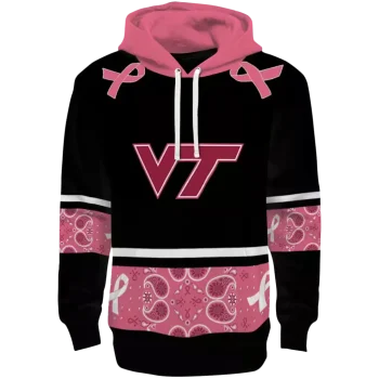 virginia tech hokies awareness ribbon black pink hoodie best selling