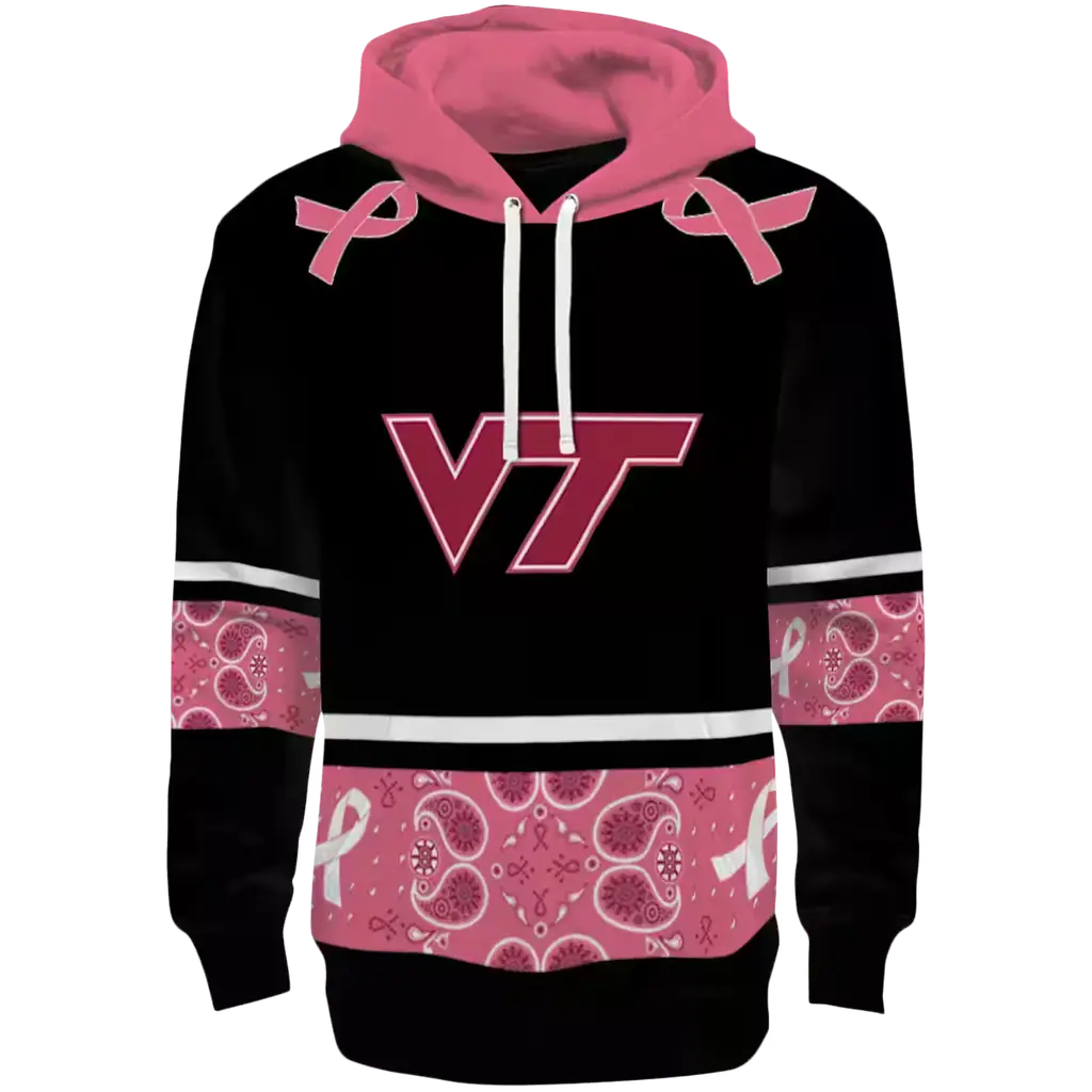 virginia tech hokies awareness ribbon black pink hoodie best selling virginia tech hokies awareness ribbon black pink hoodie best selling