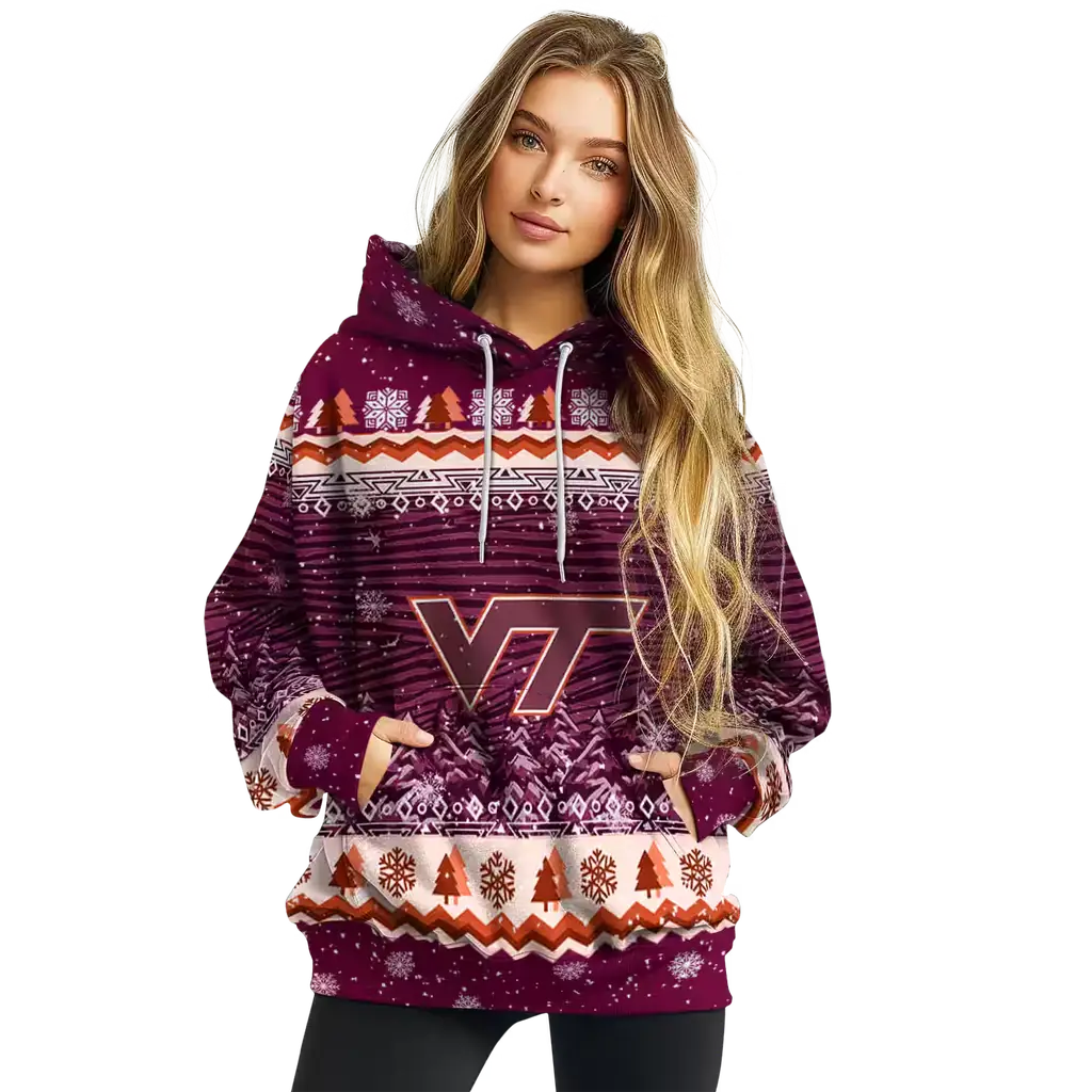 virginia tech hokies christmas trees maroon hoodie high quality virginia tech hokies christmas trees maroon hoodie high quality