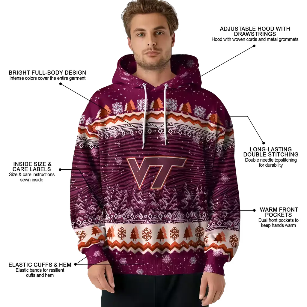 virginia tech hokies christmas trees maroon hoodie latest model virginia tech hokies christmas trees maroon hoodie latest model
