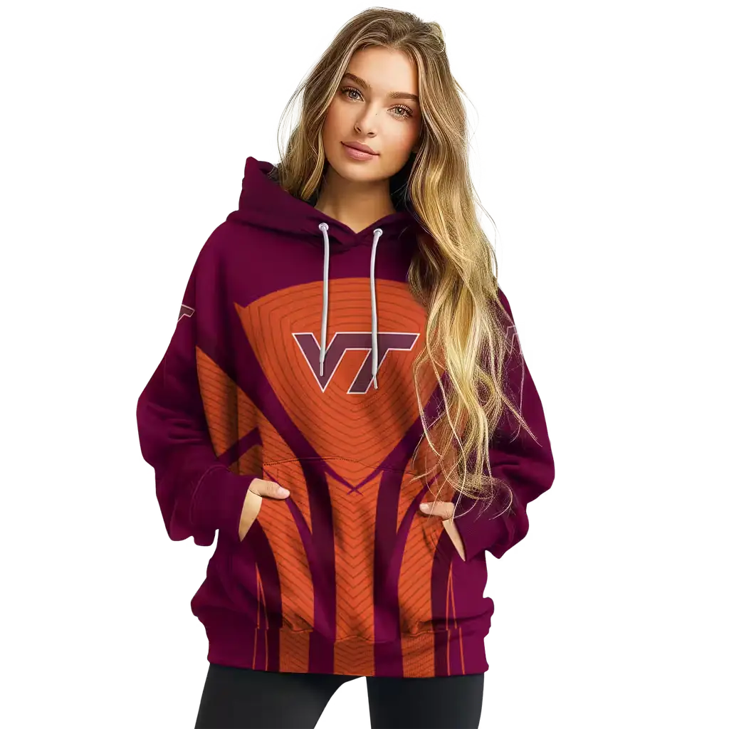 virginia tech hokies concentric lines maroon black hoodie high quality virginia tech hokies concentric lines maroon black hoodie high quality