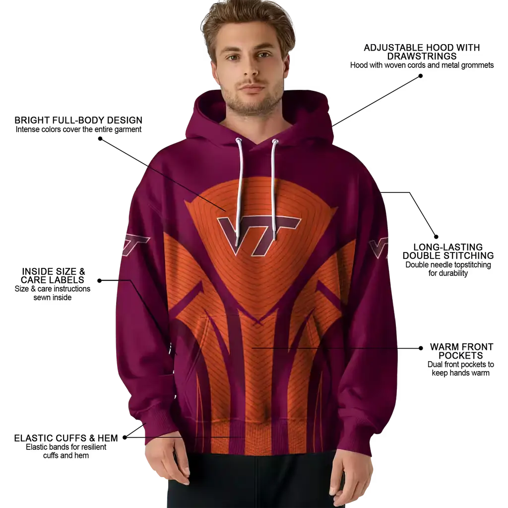 virginia tech hokies concentric lines maroon black hoodie latest model virginia tech hokies concentric lines maroon black hoodie latest model