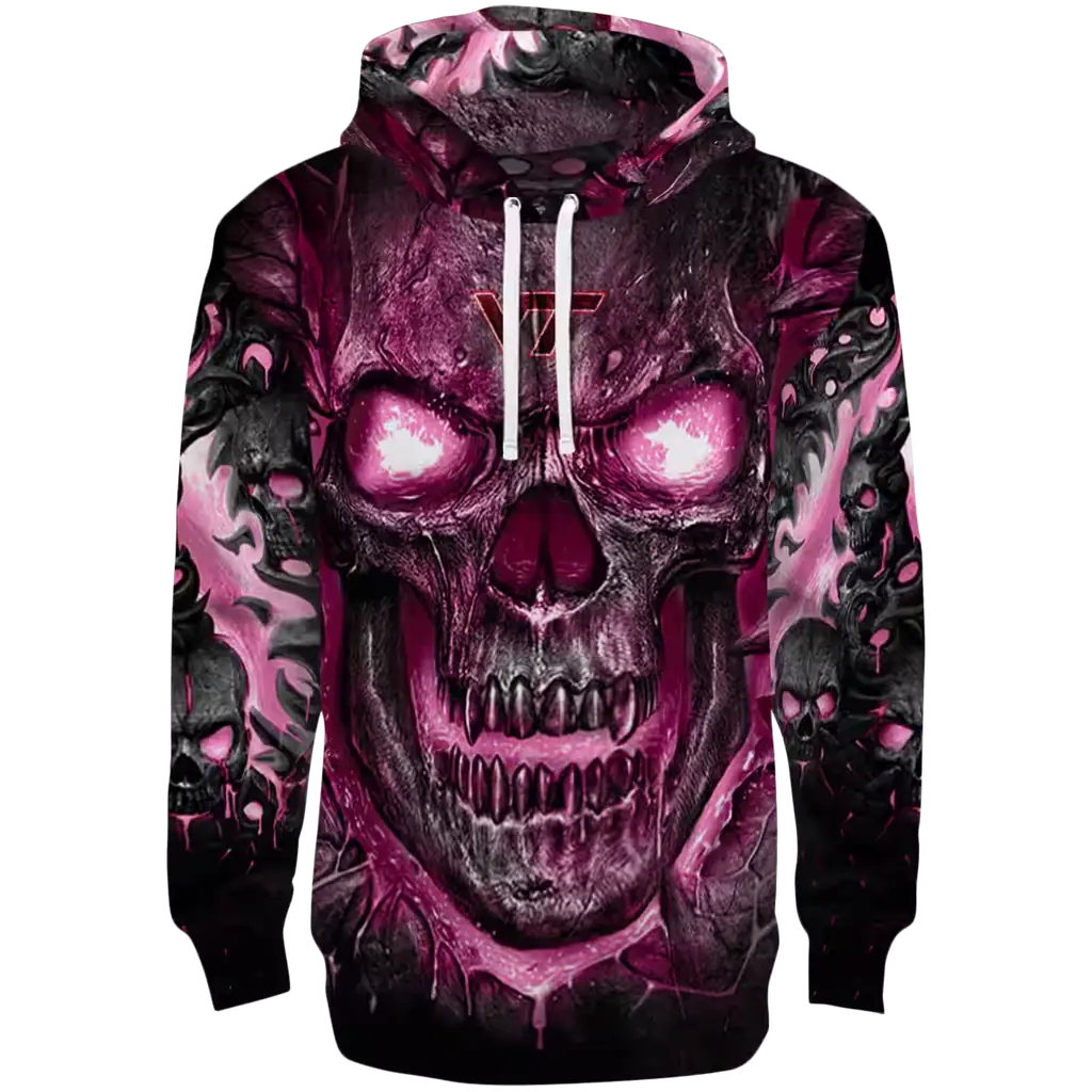 virginia tech hokies demonic skull maroon black hoodie best selling virginia tech hokies demonic skull maroon black hoodie best selling