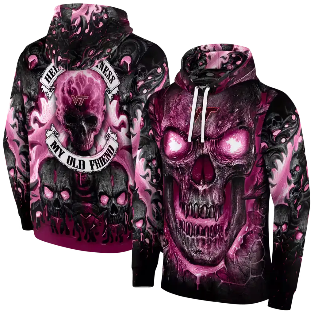 virginia tech hokies demonic skull maroon black hoodie fashion forward virginia tech hokies demonic skull maroon black hoodie fashion forward