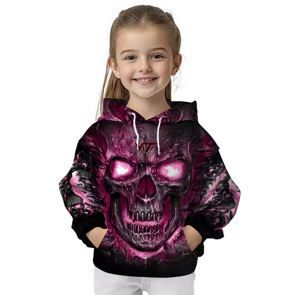 virginia tech hokies demonic skull maroon black hoodie top rated virginia tech hokies demonic skull maroon black hoodie top rated