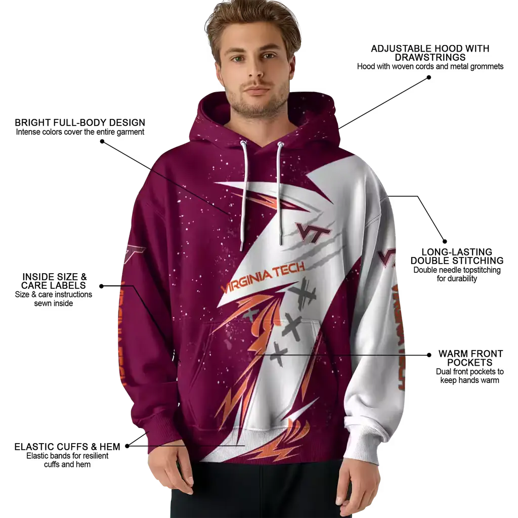virginia tech hokies dynamic slash maroon white hoodie latest model virginia tech hokies dynamic slash maroon white hoodie latest model