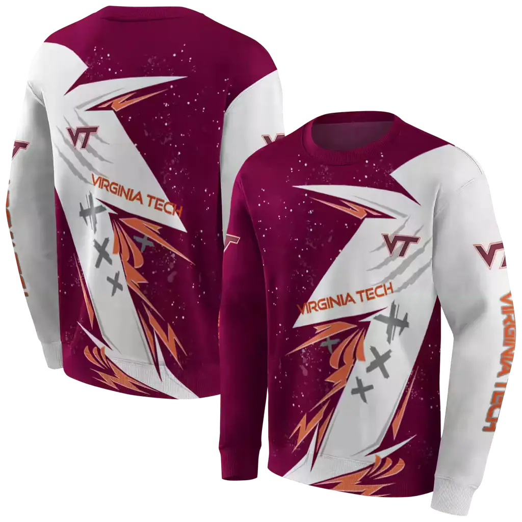 virginia tech hokies dynamic slash maroon white hoodie premium grade virginia tech hokies dynamic slash maroon white hoodie premium grade