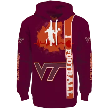 virginia tech hokies football heartbeat maroon hoodie best selling